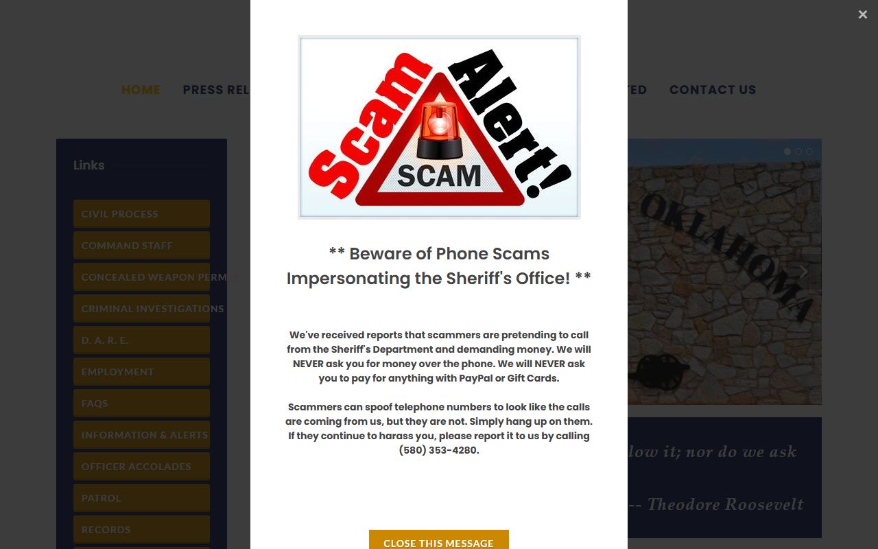 Comanche County police records - Sheriff's Office website