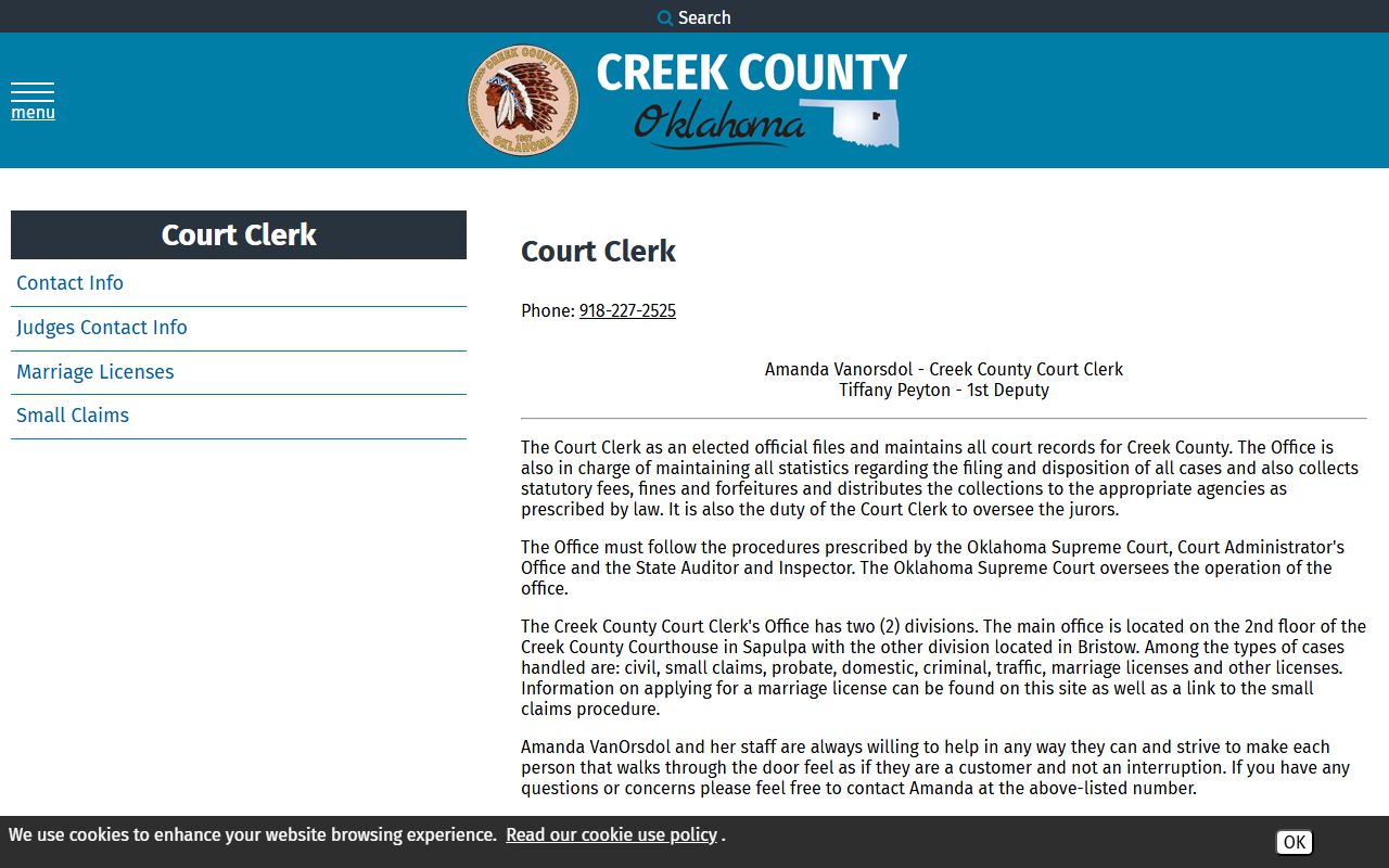 Creek County Court Clerk - criminal case records in Sapulpa