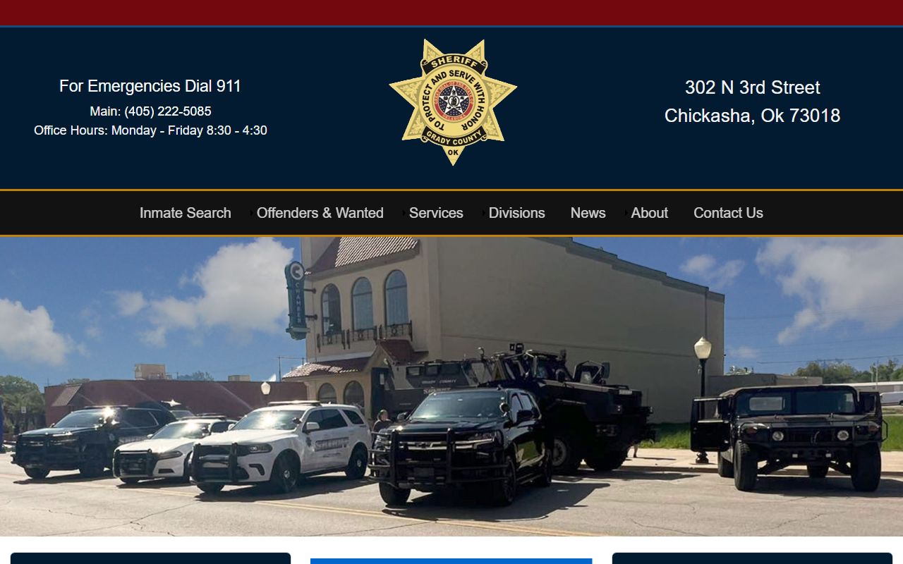Grady County Sheriff's Office website - police records in Chickasha, Oklahoma