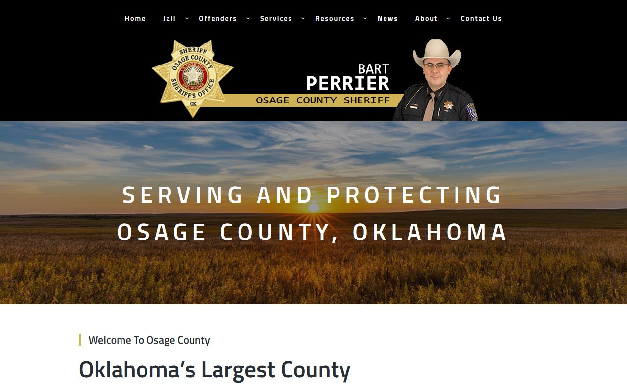Osage County government website showing sheriff contact information