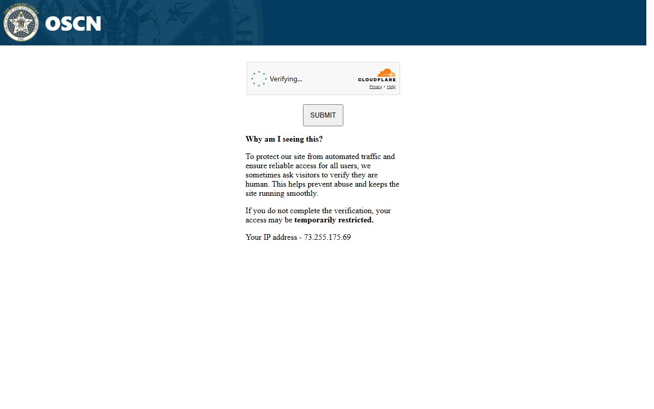 OSCN case search portal for Pittsburg County criminal and court records