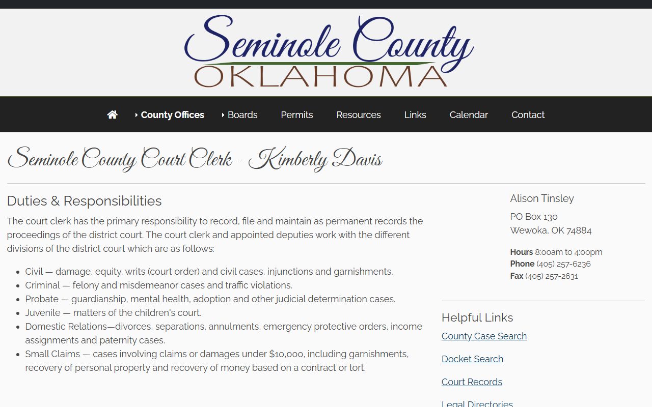 Seminole County Court Clerk website with records access information